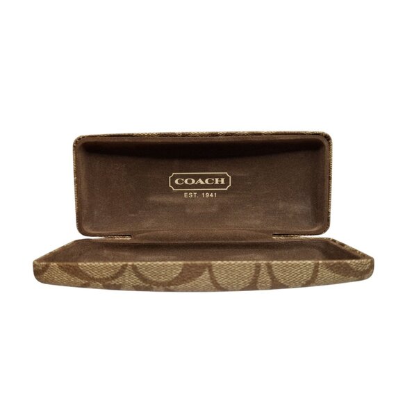 Coach Signature C Brown Logo Monogram Hard Shell Eyeglass Case - Picture 1 of 4